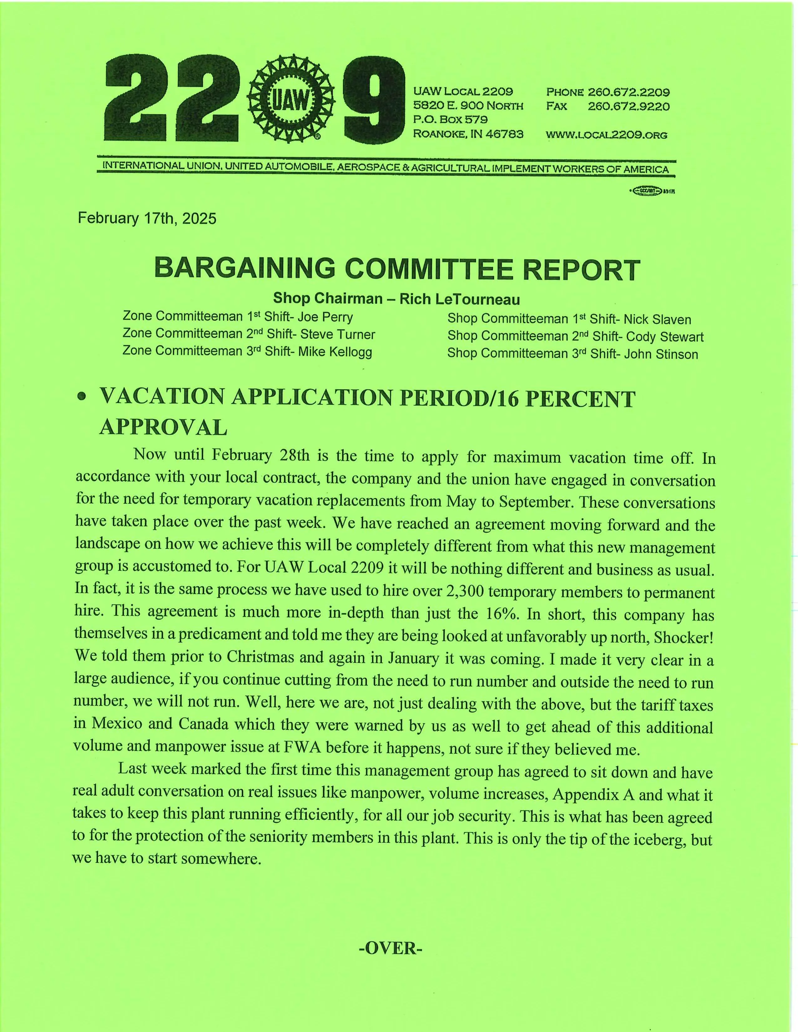 Bargaining Report 2 17 25