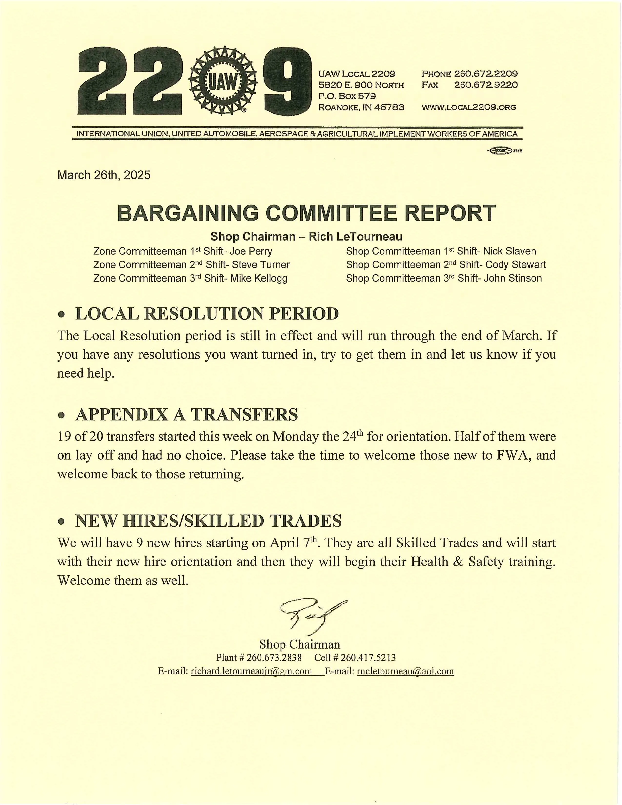 Bargaining Report