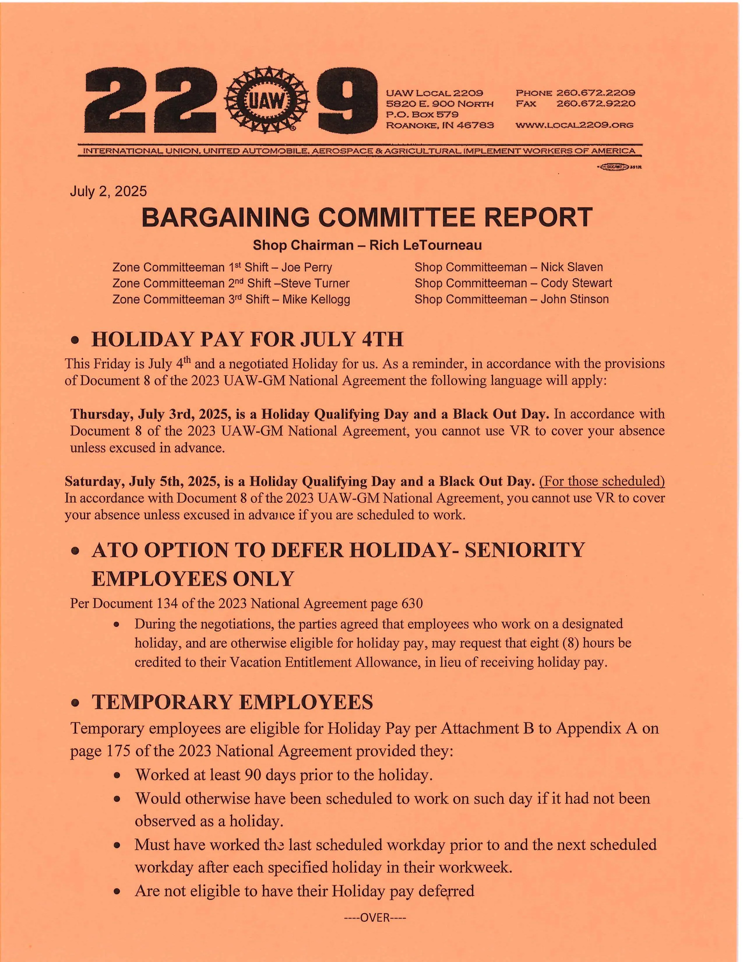 Bargaining Report
