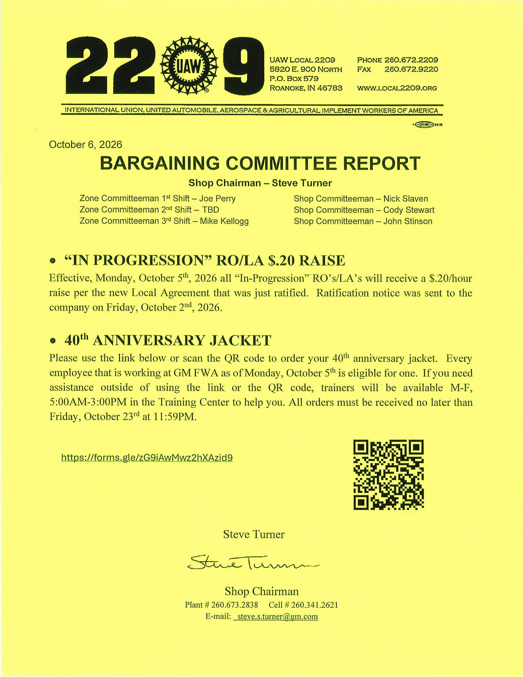 10 6 2026 BARGAINING REPORT