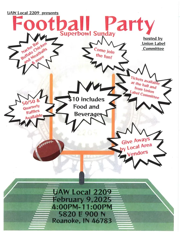 Union Label Superbowl Sunday Football Party