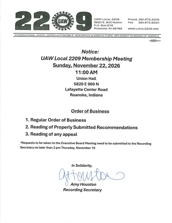 November Membership Meeting
